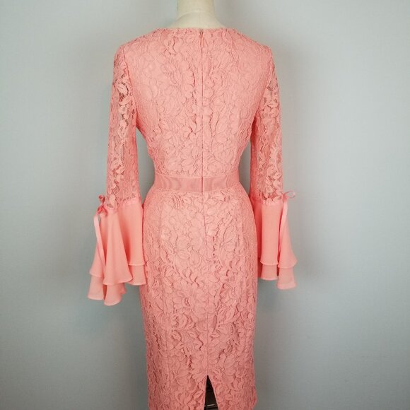 Gorgeous Peach Corded Lace Wiggle Cocktail Dress by Eva Mendes Women's Size 4 - Picture 6 of 10